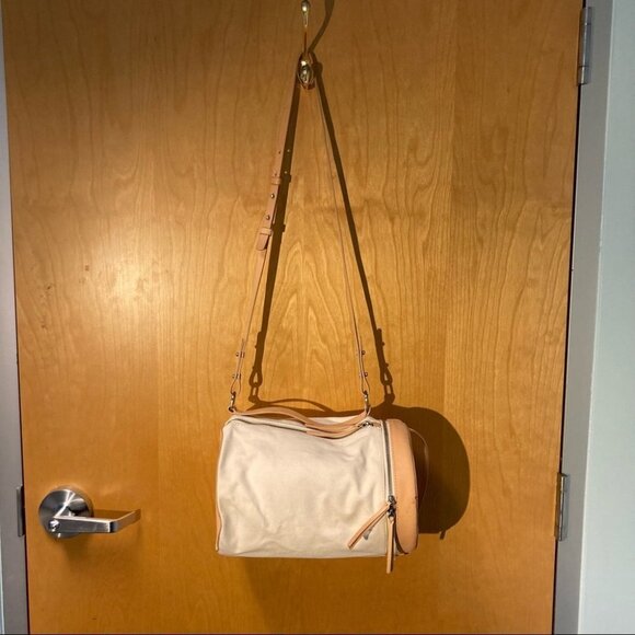 SKAGEN Denmark Trisse Barrel Leather and Canvass Crossbody Handbag NWT - Picture 13 of 14